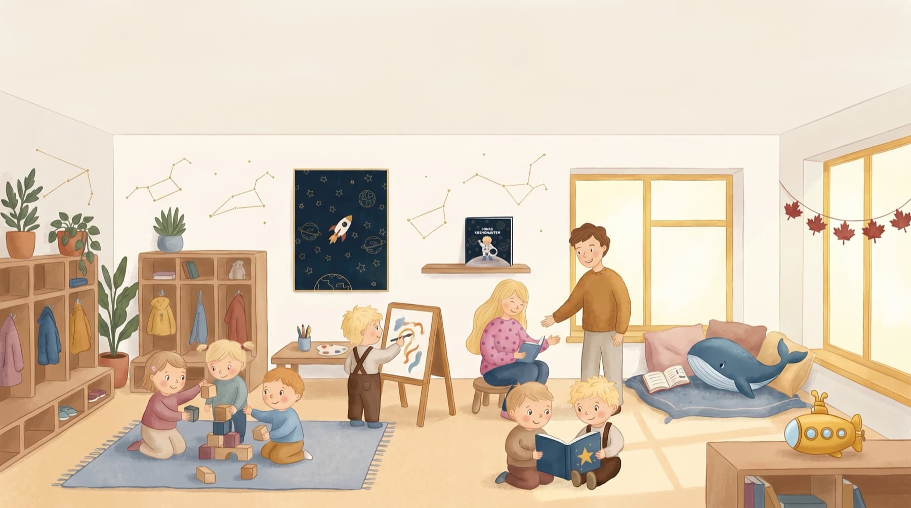 Ilustrace třídy anglické dětské skupinky Little Kids v Písku