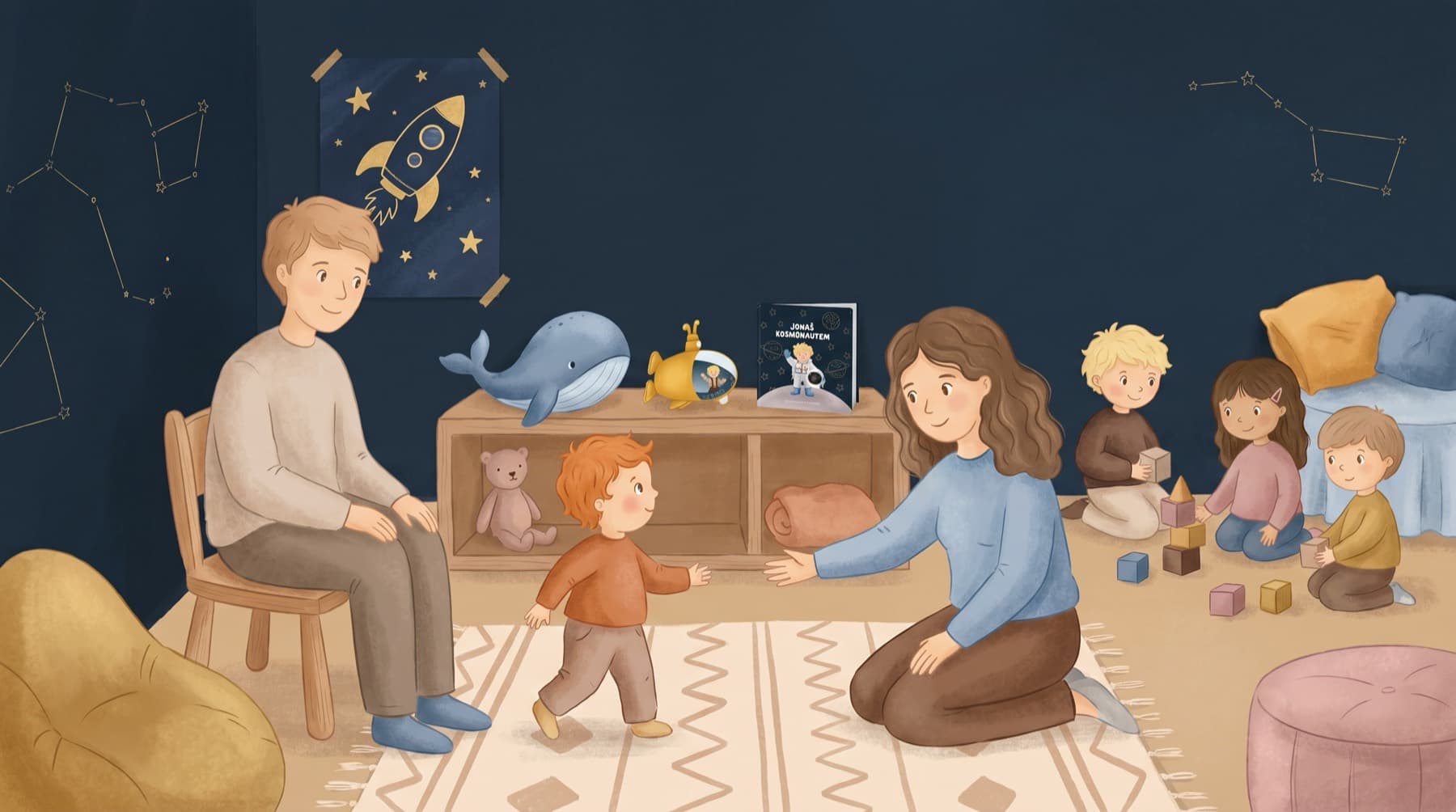 Rodič s dítětem na prohlídce anglické skupinky Little Kids